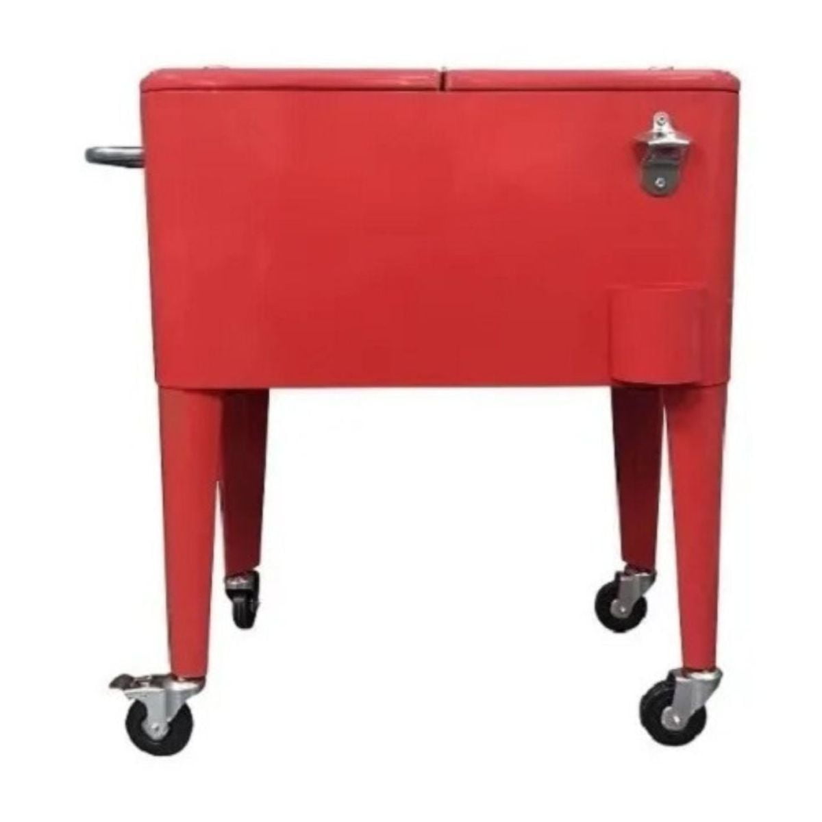 Tododescuento - Cooler Retro Metalico Rojo Con Manilla Y Ruedas 60 Litros