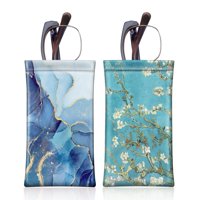 Funda Para Gafas Fintie [Paquete De 2] Con Paño De Limpieza De Piel Vegana