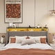 thumbnail image 3 of Queen Size Bed Frame with LED, 4 Under-bed Portable Storage Drawers, Wings Headboard Design, Light Grey, 3 of 3