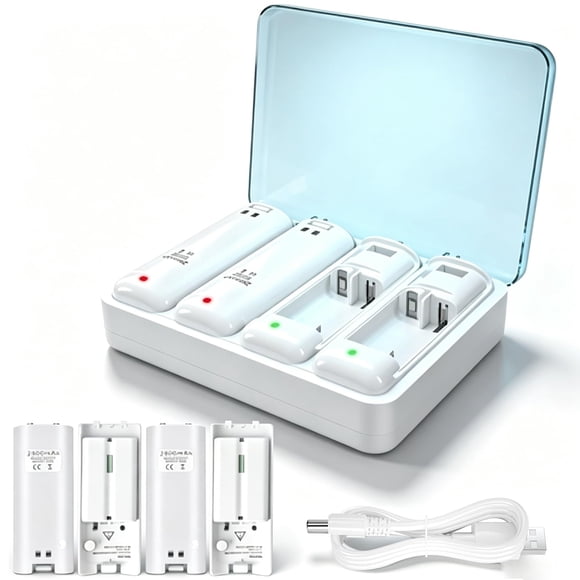 Estación de carga ActZone, paquete de 4 baterías de 2800 mAh para Wii U