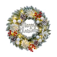 Bothyi - Corona Navideña Con Luz Corona De Invierno Para Celebración De Año Nuevo En La Granja 40 Cm