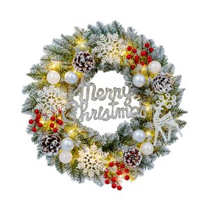 Bothyi - Corona Navideña Con Luz Corona De Invierno Para Celebración De Año Nuevo En La Granja 40 Cm