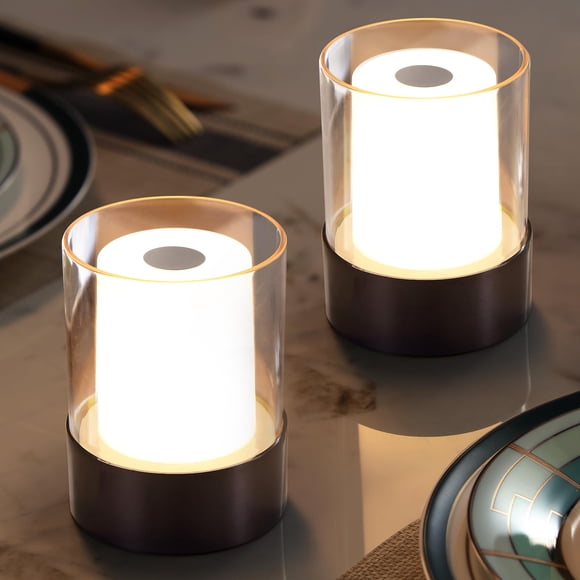 Lámpara De Mesa Led De 4 Mini Inalámbrica Impermeable 2 Unidades