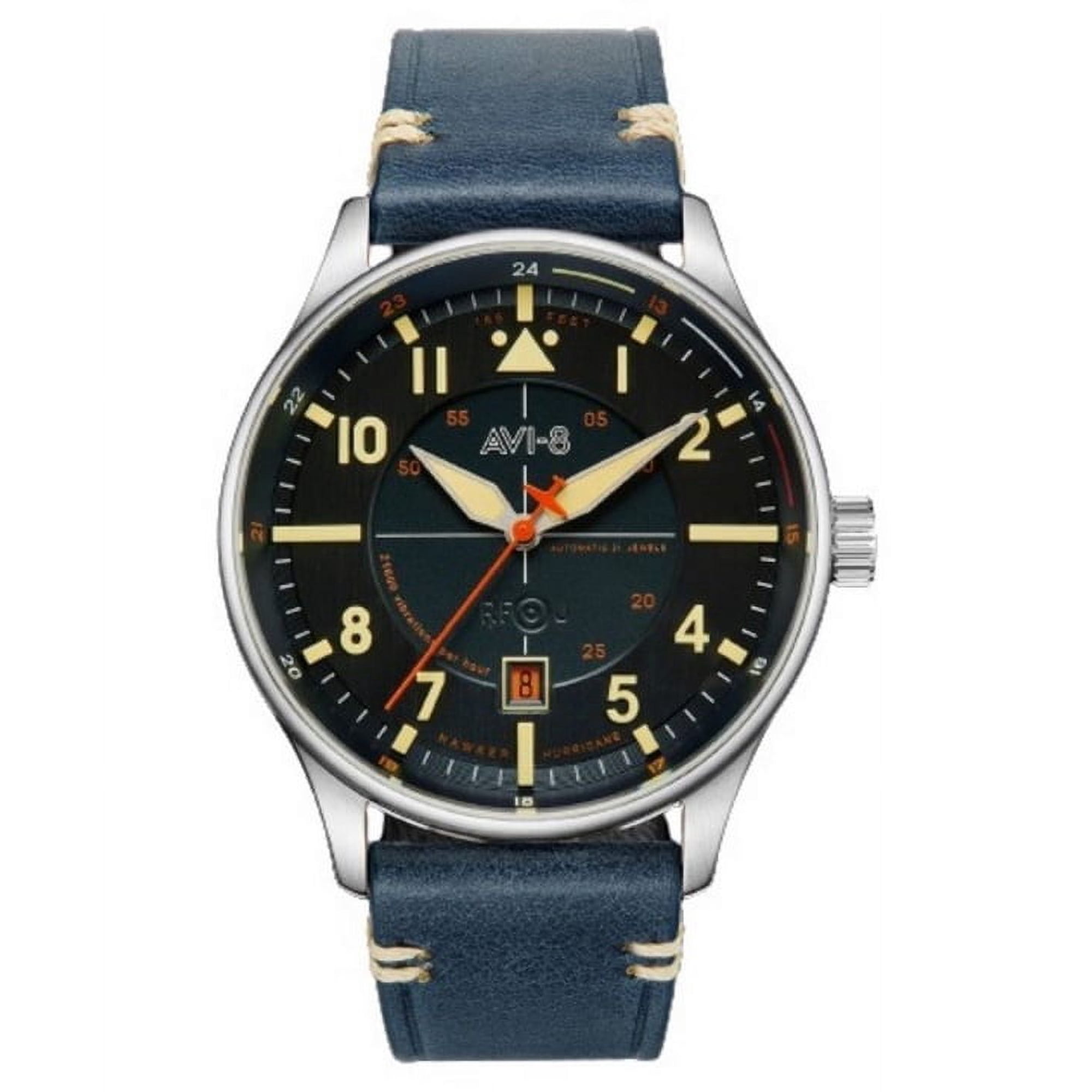 Avi-8 - Reloj Hawker Hurricane Kent Automático Esfera Azul Correa De Cuero Sussex Automático Av-4094-02 Para Hombre