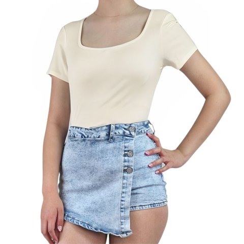 Likeshop - Body Mujer Acanalado Manga Corta Elasticado 080