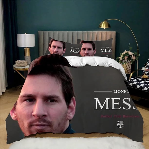3 Piece Lightweight Duvet Cover Bedding Set Messi Set for Teen Boys Queen Size, Comfort Soft Quilt Cover with Zipper Closure, Bed Sheets