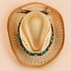 thumbnail image 2 of Boho Western Cowboy Straw Hat - Hand Woven Faux Jade Chain Decor Hat for Women, Men, and Unisex - Perfect for Summer Beach and Casual Wear, 2 of 5