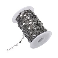 Magideal - Cadenas De Eslabones De Estrella, Cadena Envuelta En Alambre De Acero Inoxidable A Granel Para Manualidades, Pulseras, Suministros De Joyería, Decorac Argén