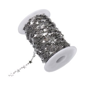 Magideal - Cadenas De Eslabones De Estrella, Cadena Envuelta En Alambre De Acero Inoxidable A Granel Para Manualidades, Pulseras, Suministros De Joyería, Decorac Argén
