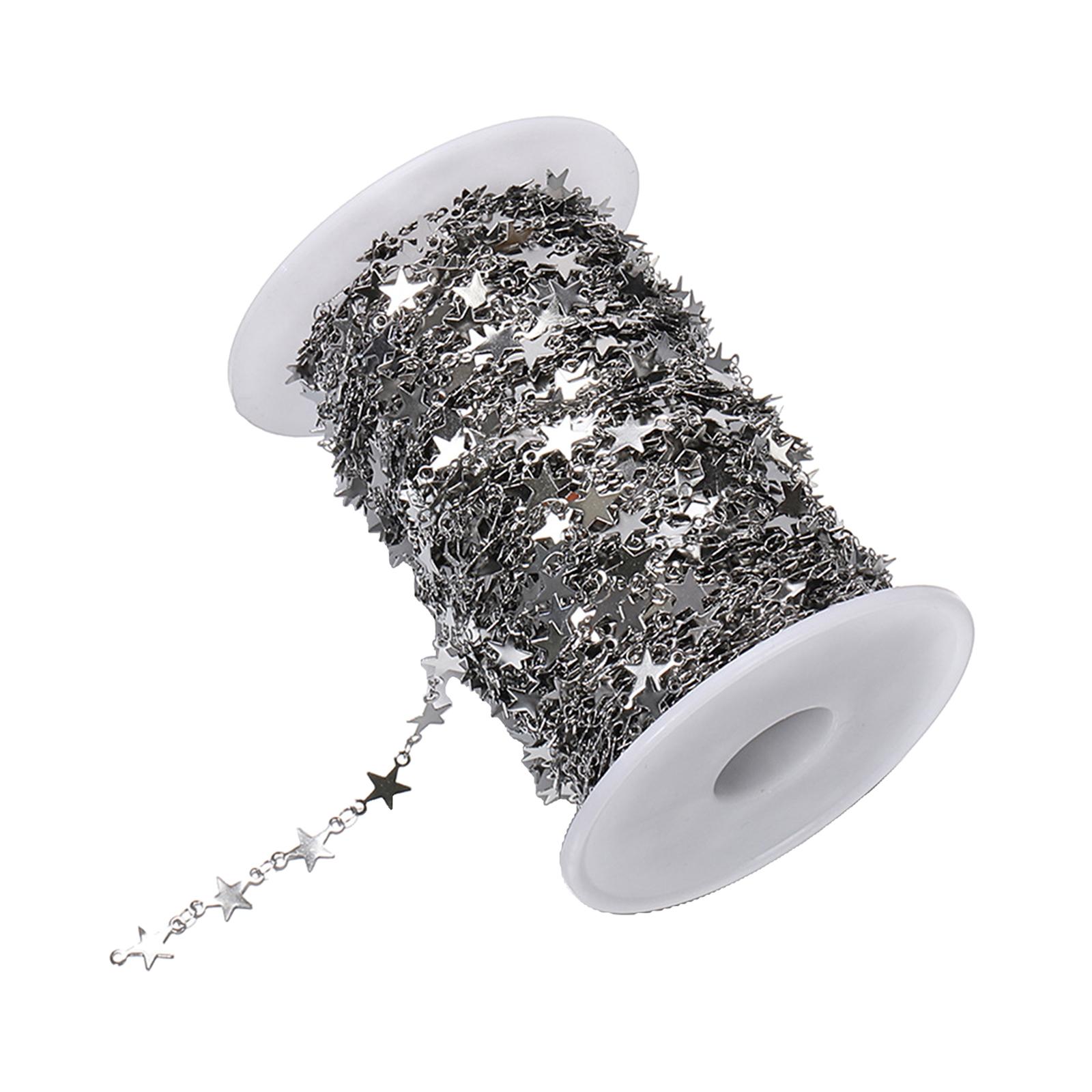 Magideal - Cadenas De Eslabones De Estrella, Cadena Envuelta En Alambre De Acero Inoxidable A Granel Para Manualidades, Pulseras, Suministros De Joyería, Decorac Argén