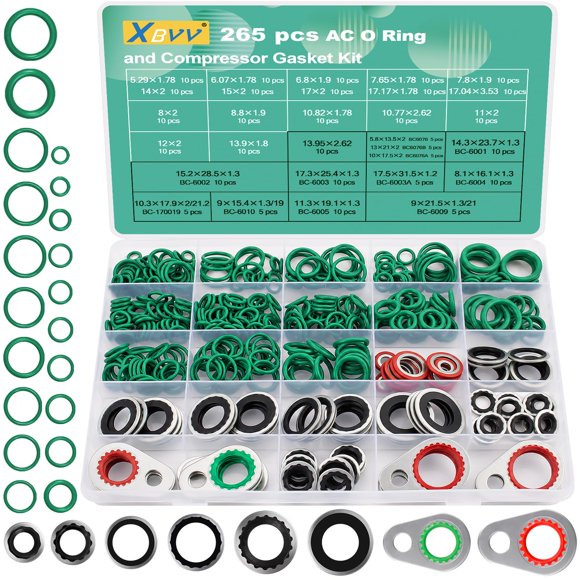 Kit de sellado de 265 O‑rings XBVV para AC R134a y R12