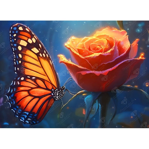 Kit de pintura con diamantes DIAMOND ART CLUB Glowing Monarch 45 x 33 cm
