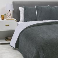 Zahr - Cubrecama Coral Sherpa King Gris