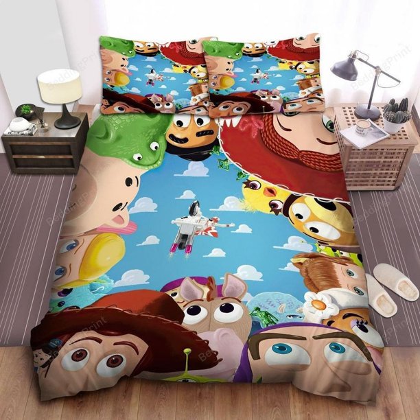 Walt Disney Toy Story Characters In Funny Painting Quilt Duvet Cover Set3-Piece Bedding Set
