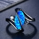 thumbnail image 1 of Exquisite Women's Wedding Necklace with Black Gold and Blue Opal Edge - Charming Round Engagement Ring, 1 of 4