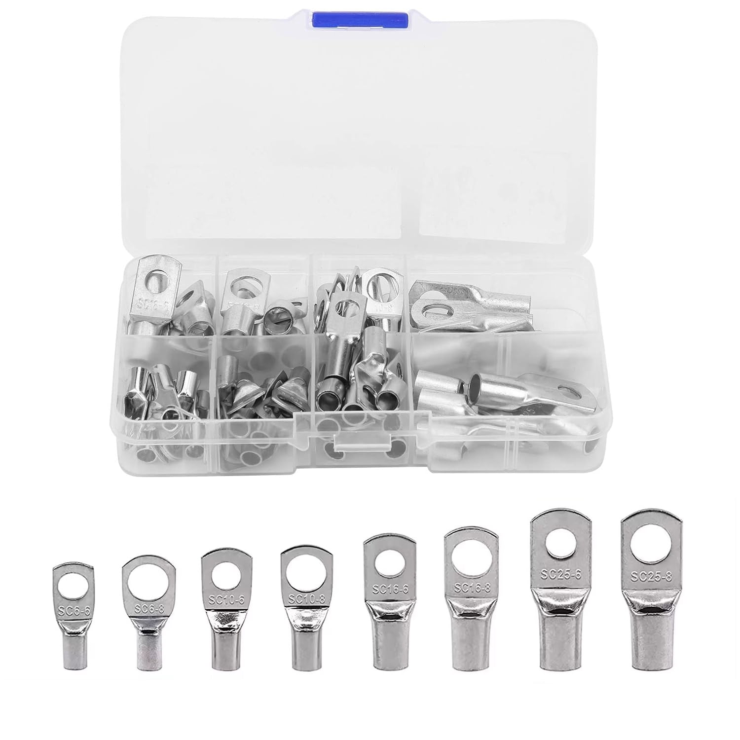 Soliot - Kit 60 Terminales Ojo Batería Cable Sc Con Caja