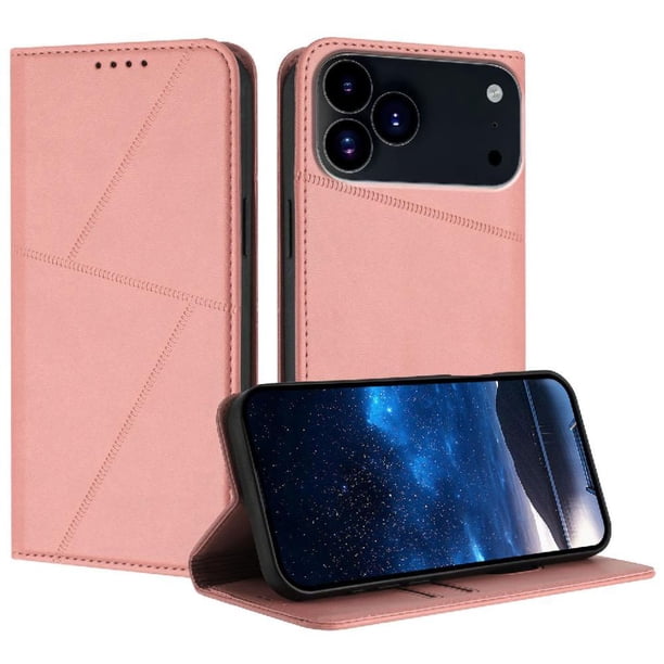 Funda Cartera Magnética para iPhone 17 Pro Max Protección Antichoque con Ranuras Rosa