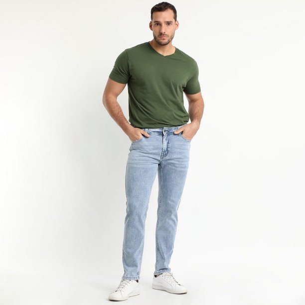 Jeans Tendencia Slim Fit Azul Claro Denim