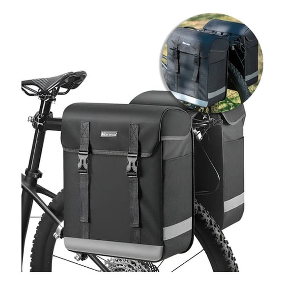 Alforja Para Bicicleta Doble 33 Litros Refractante Negro