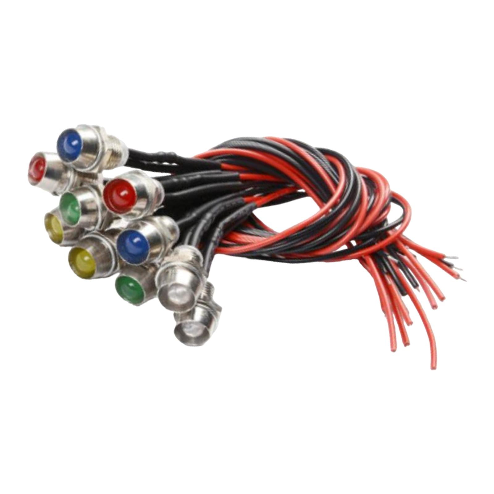 Ioensy - 10 Luces Indicadoras Led Impermeables 12 V Cc Con Cables De 22 Cm Luces De Señal