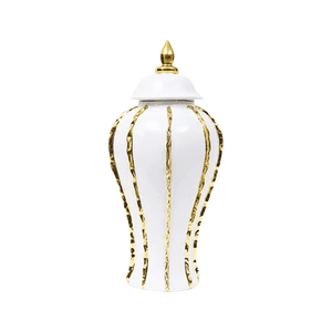 Genérico - Florero Jarrón Moderno De Lujo Blanco Con Dorado