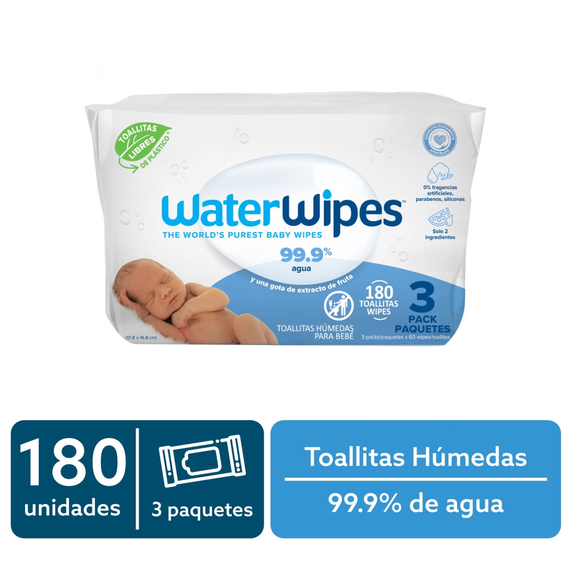 Toallitas Húmedas Waterwipes 99,9% Agua, Pack