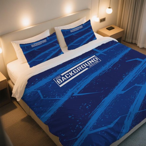 Blue Grunge Geometric EPS Background Duvet Cover Set Bedding Duvet Cover ThreePiece Set