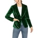 thumbnail image 5 of INSPIRE CHIC Blazer de Terciopelo para Mujer Color Sólido Cuello de Chal Una Botón Traje de Trabajo XL Verde, 5 of 7