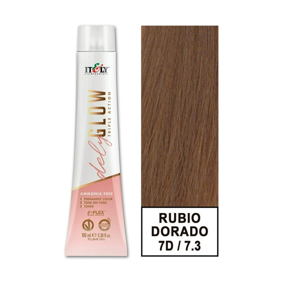 Tintura Permanente Sin Amoniaco Delyglow 100ml (Rubio Dorado 7.3 7D)