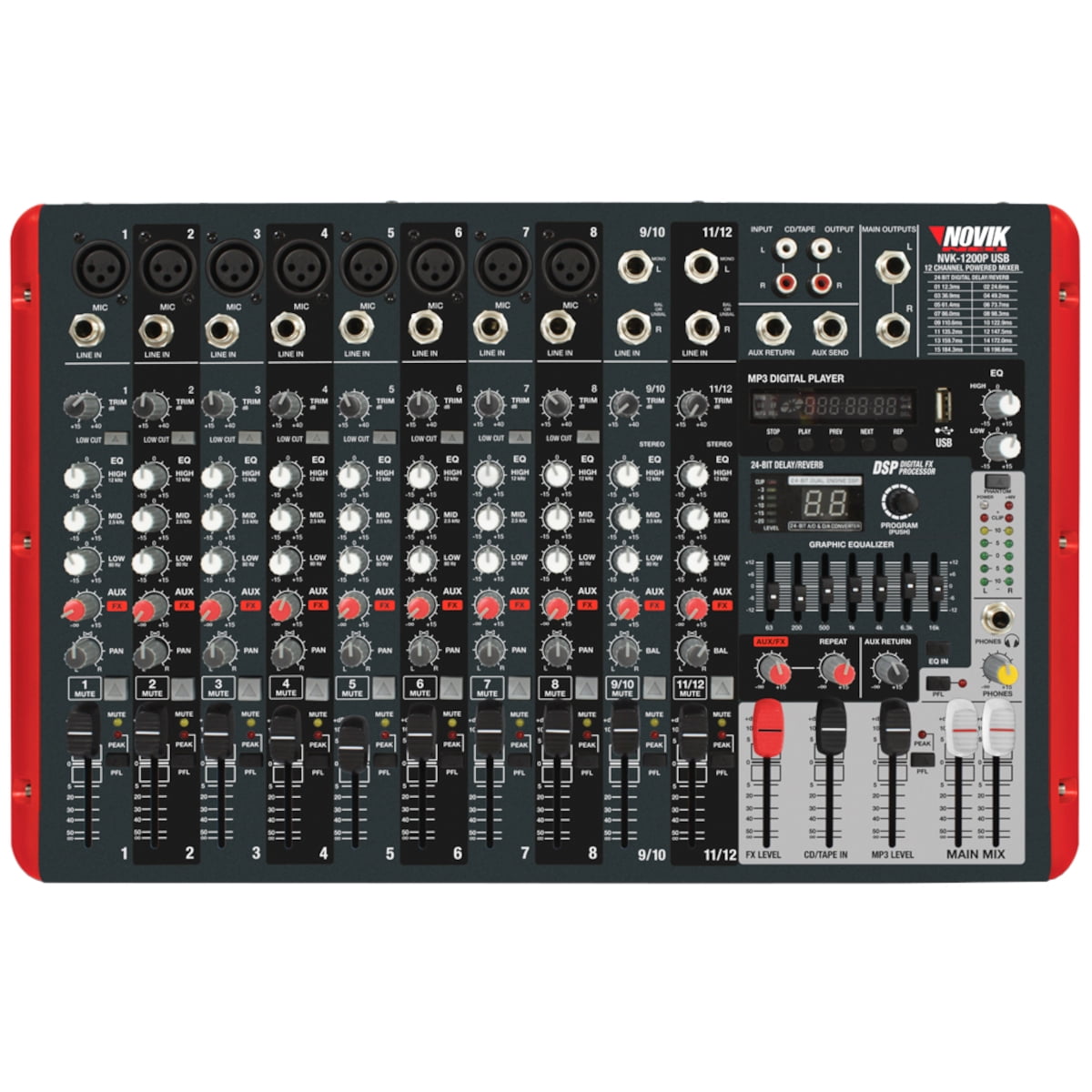 Mixer Amplificado Novik Nvk-1200p Usb