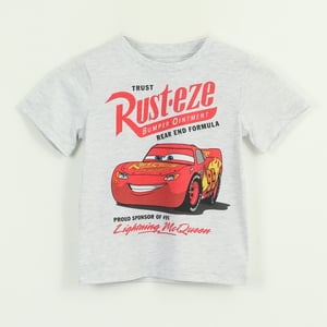 Disney - Polera Manga Corta Niño Gris Rayo Mcqueen Cars