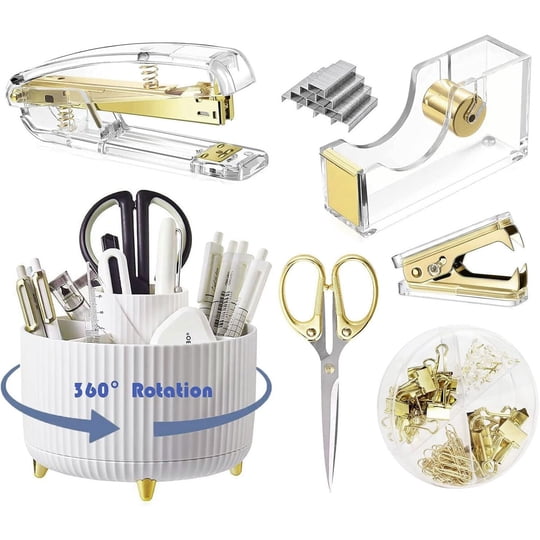 Organizador De Escritorio Gawsey 360° Acrílico Dorado