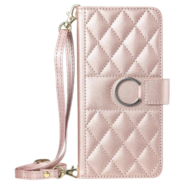 Funda tipo billetera FOXDOCK para Samsung Galaxy S21 FE – Tapa abatible con correa para mujer