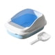 thumbnail image 2 of Bandeja de arena para gatos, caja de arena con pala, 12 L, gran capacidad, montaje cómodo, altura 9 cm, valla elevada, extraíble, antisalpicaduras, pa Azul, 2 of 5