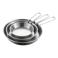 Magideal - Sartén De Acero Inoxidable De 3 Piezas, Juego De Sartén Para Carne, Sartén Para Tortilla Redonda Agitadora, Sartén Para Huevos Para Cocina Rvs, Hogar