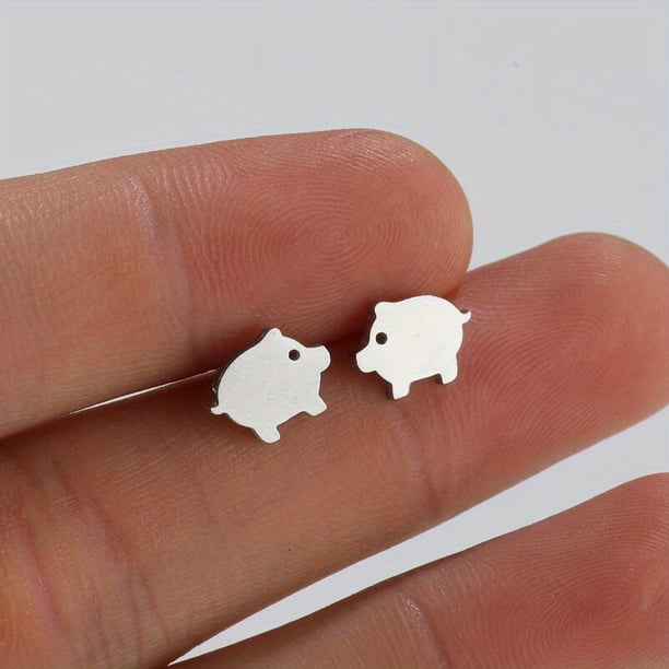 Cute and Stylish Stainless Steel Anime Pig Cartoon Earrings - Perfect Gift for Men!