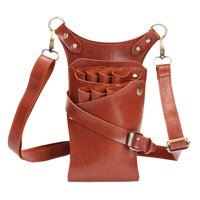 Magideal - Bolsa De Almacenamiento Para Herramientas De Peluquería, Cinturón De Hombro Para Peines, Cortapelos Y Estuche. Marrón
