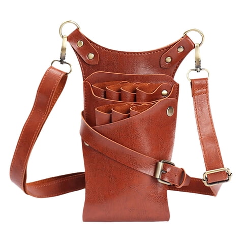 Magideal - Bolsa De Almacenamiento Para Herramientas De Peluquería, Cinturón De Hombro Para Peines, Cortapelos Y Estuche. Marrón