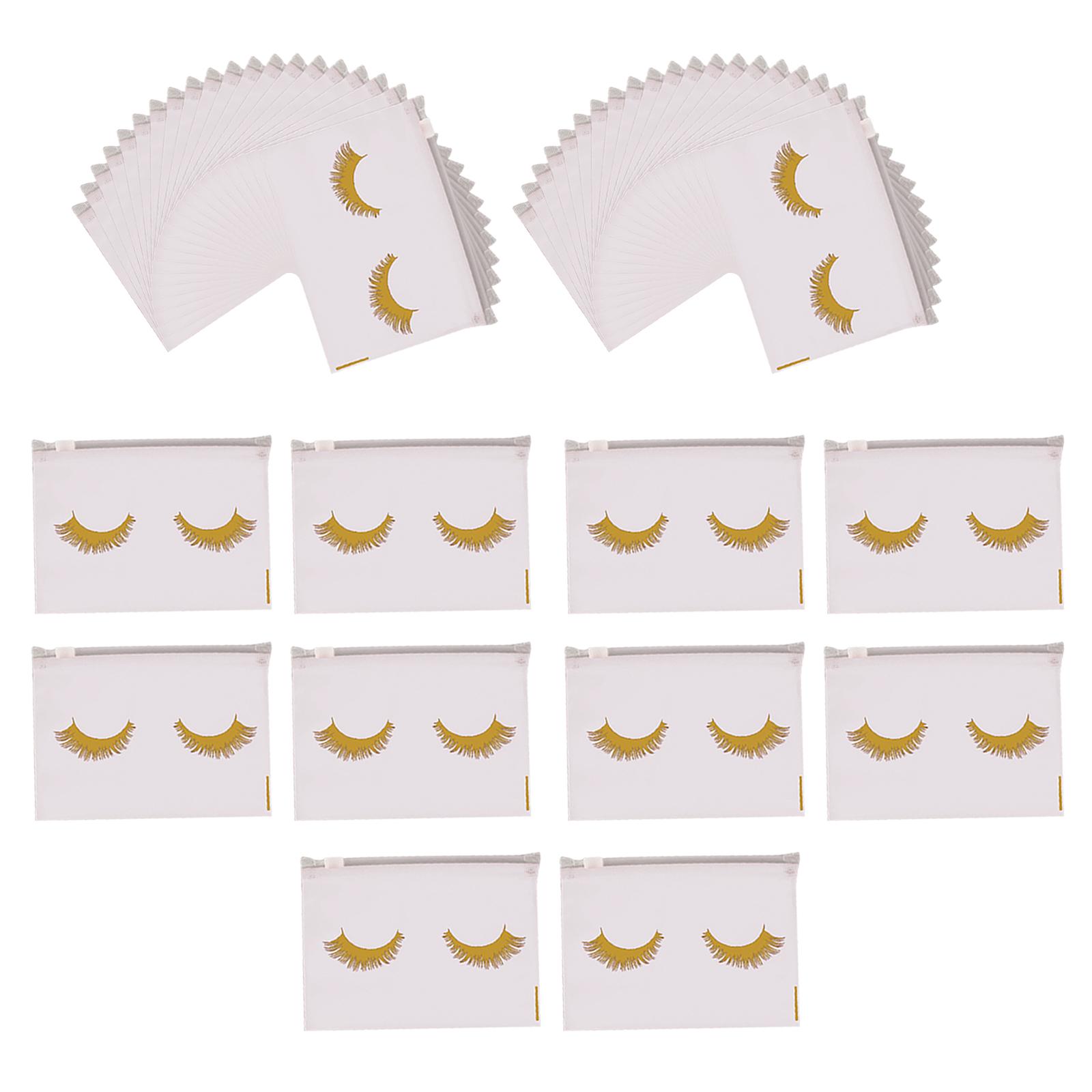 Ioensy - 50 Bolsas De Pestañas Impresas, Bolsa De Embalaje Pequeña Portátil Para Llaves, Artículos De Tocador, Regalo, 15Cm X 10Cm