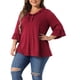 thumbnail image 4 of Agnes Orinda Talla Grande para Mujer Escuela Universidad Volante Manga 3/4 Cuello en V Negocio Elegante Casual Blusa Vestido 3X Burdeos, 4 of 6