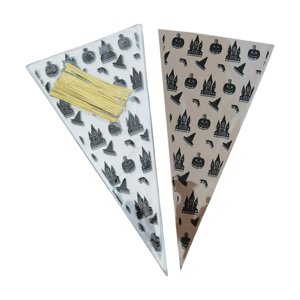 Bothyi - 100 Bolsas De Dulces De Halloween Con Forma De Triángulo, Bolsa De Regalo Transparente Para Tratar O Hacer Trucos, Castillo