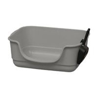 Ioensy - Caja De Arena Para Mascotas Con Tapa Abierta, Portátil, Fácil De Limpiar, Para Gatos De Interior, Color Gris