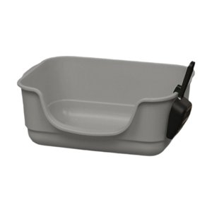 Ioensy - Caja De Arena Para Mascotas Con Tapa Abierta, Portátil, Fácil De Limpiar, Para Gatos De Interior, Color Gris