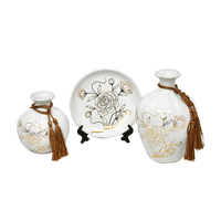 Muebles Santa Ana - Floreros Y Plato Decorativo Flores Blanca