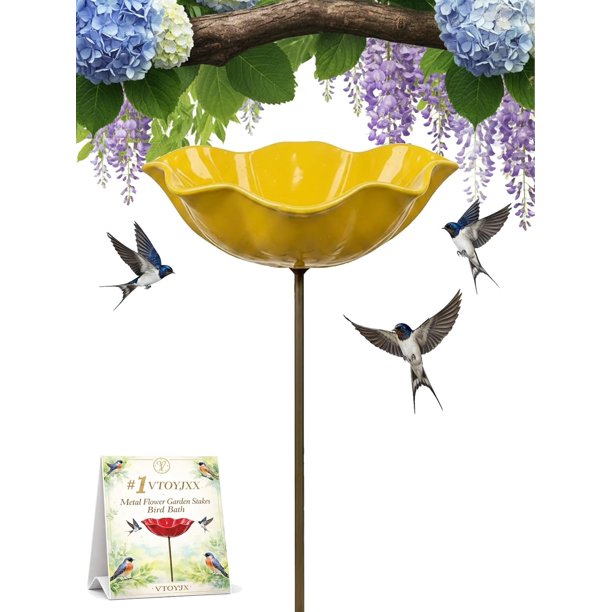 Estacas jardín flor metal 3 uds baño pájaros estación riego abejas colibríes jardín