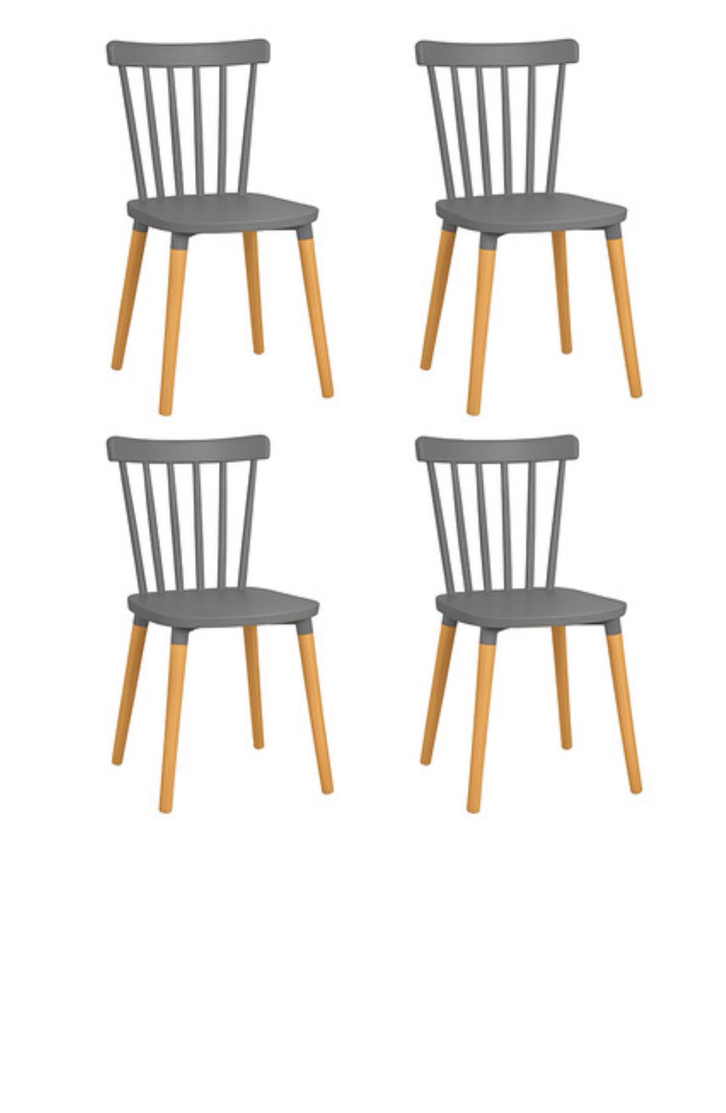 Vitelio - Pack 4 Sillas De Comedor Windsor Gris
