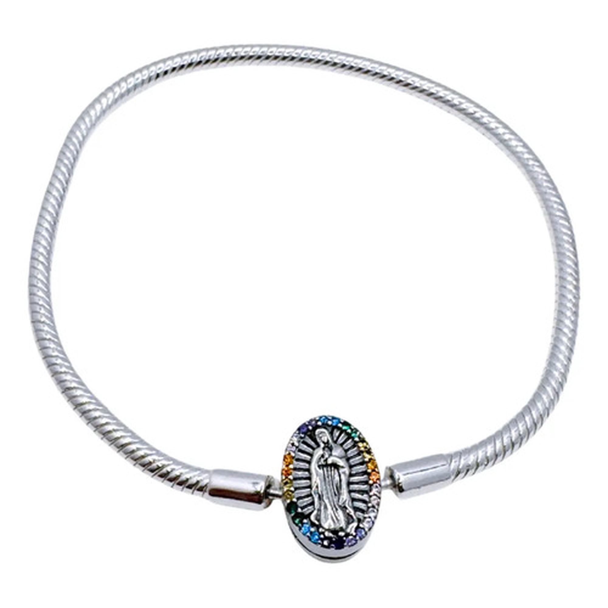 Marca - Pulsera Charms, Virgen Circonitas De Colores, Plata 925 Plateado 6 Cm 19 Cm