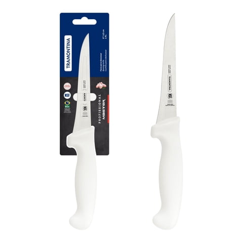 Cuchillo Para Deshuesar 5"" Tramontina Profesional Con Lámina En Acero Inoxidable Y Mango De Polipropileno Blanco