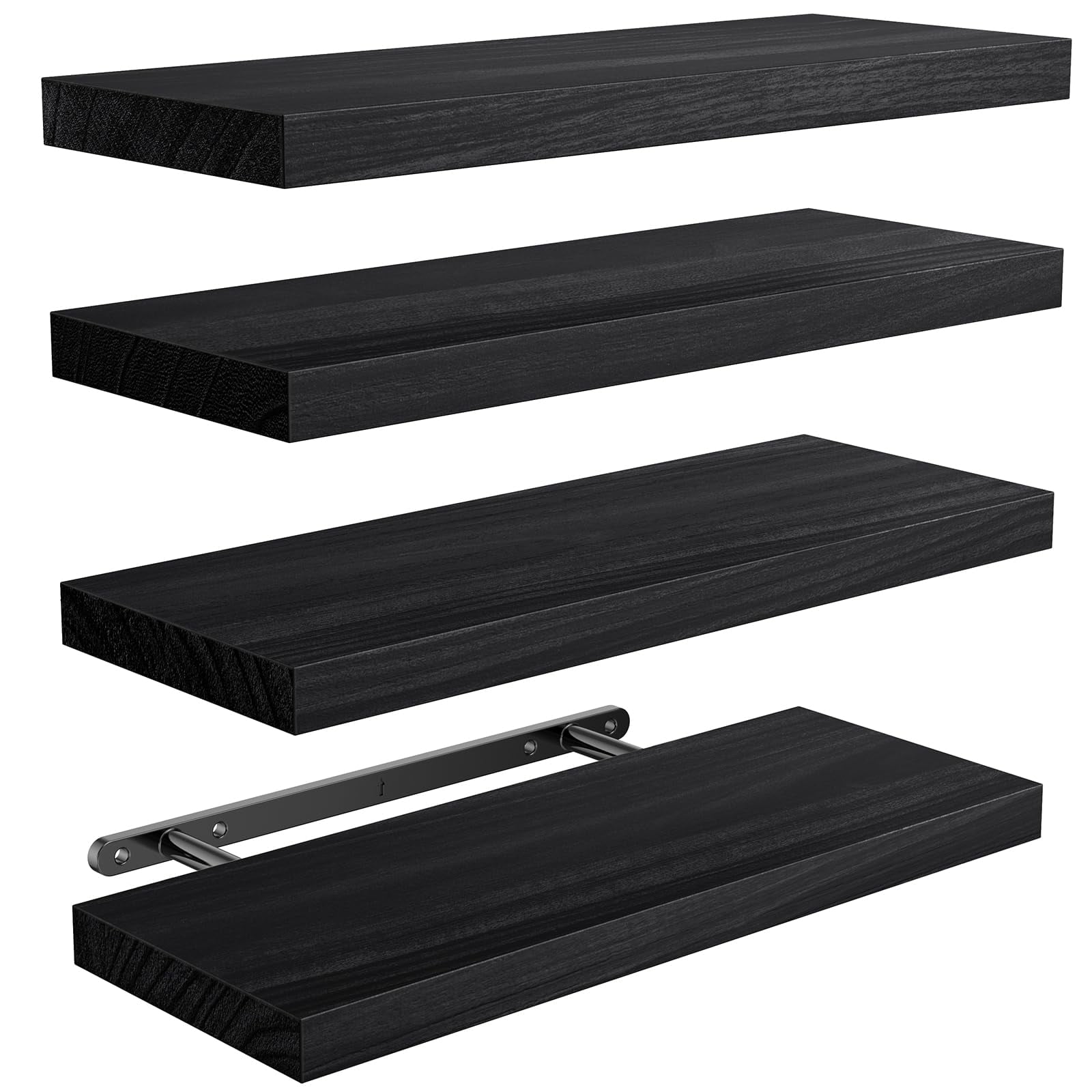 Estantes Flotantes Amada Homefurnishing De Madera De Paulownia, Juego De 4