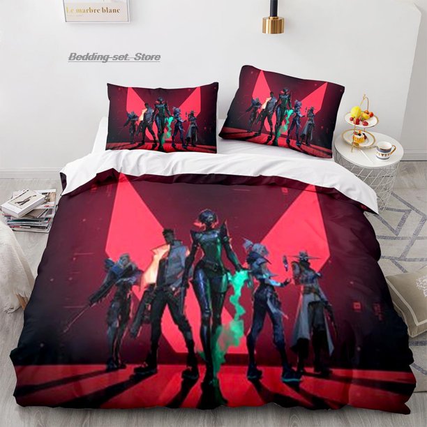 Gaming Valorant Bedding Set Bed Set Aldult Kid Bedroom Duvetcover Sets 3